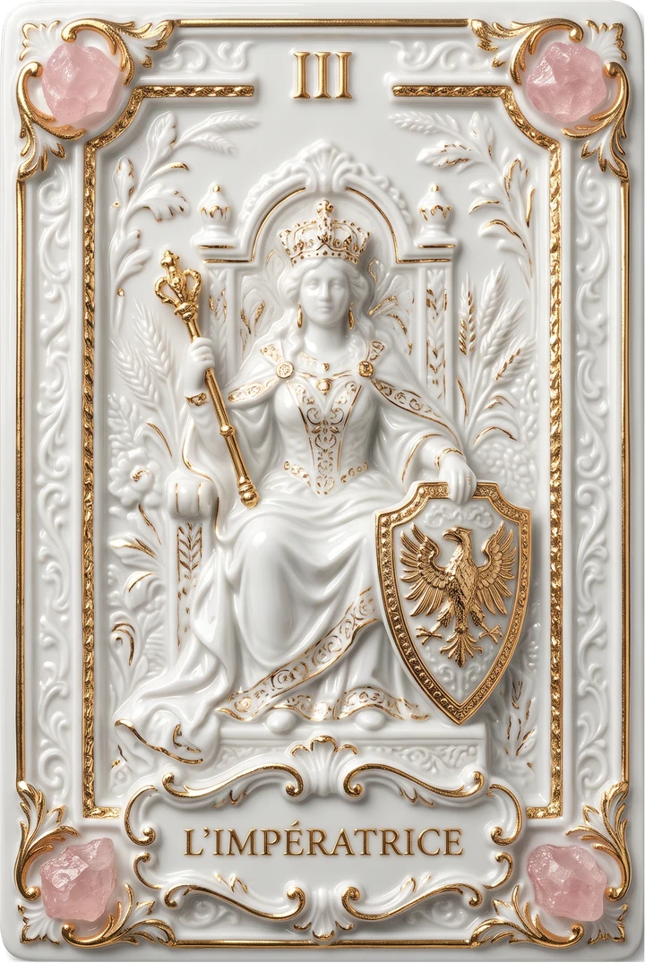 Carte de tarot en porcelaine et or : L'Impératrice