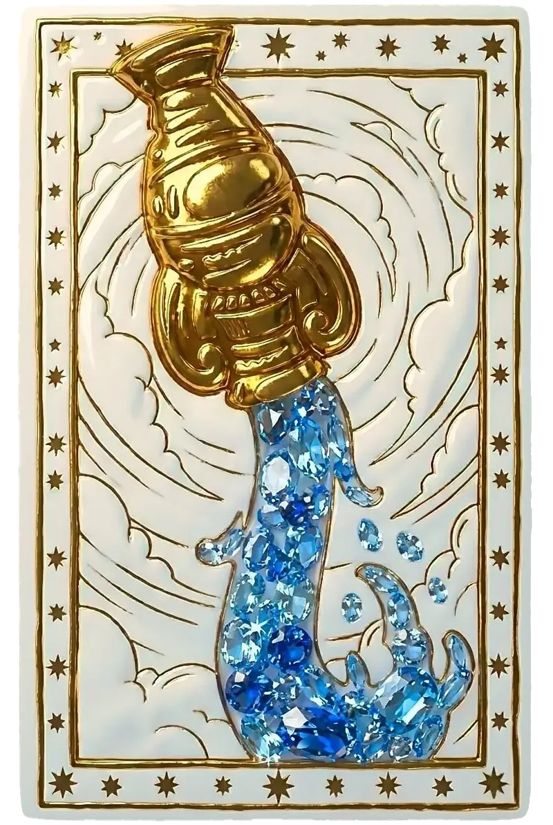 Le Verseau, bas-relief de porcelaine et feuille d'or